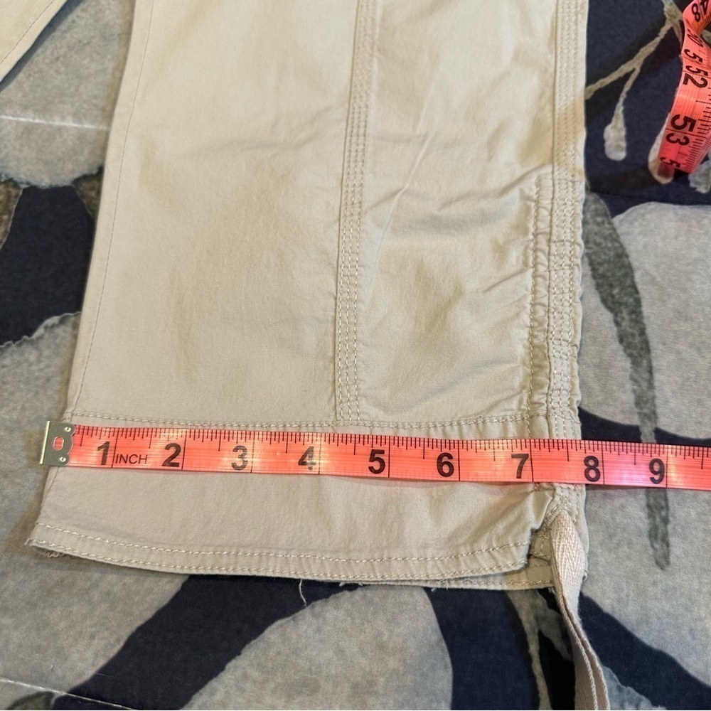 Chico's lightweight utility style mid rise pants light tan cropped capri length - Picture 8 of 15